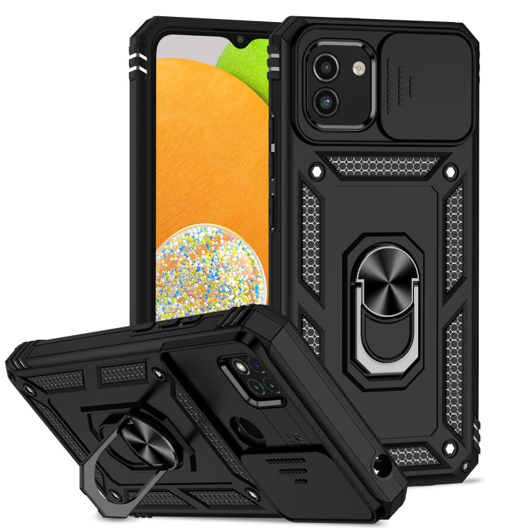 Custodia con copriobiettivo scorrevole per Samsung Galaxy A03