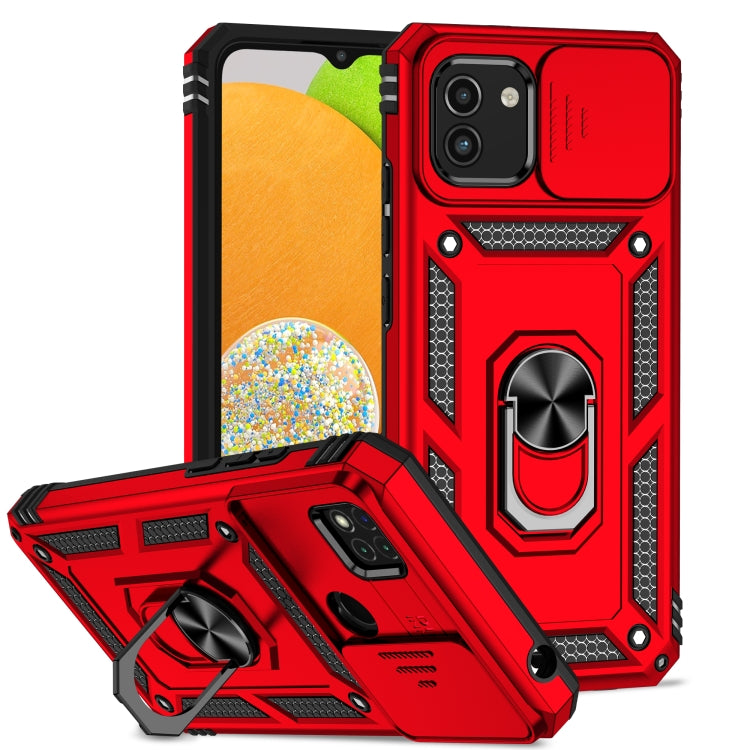 Custodia con copriobiettivo scorrevole per Samsung Galaxy A03