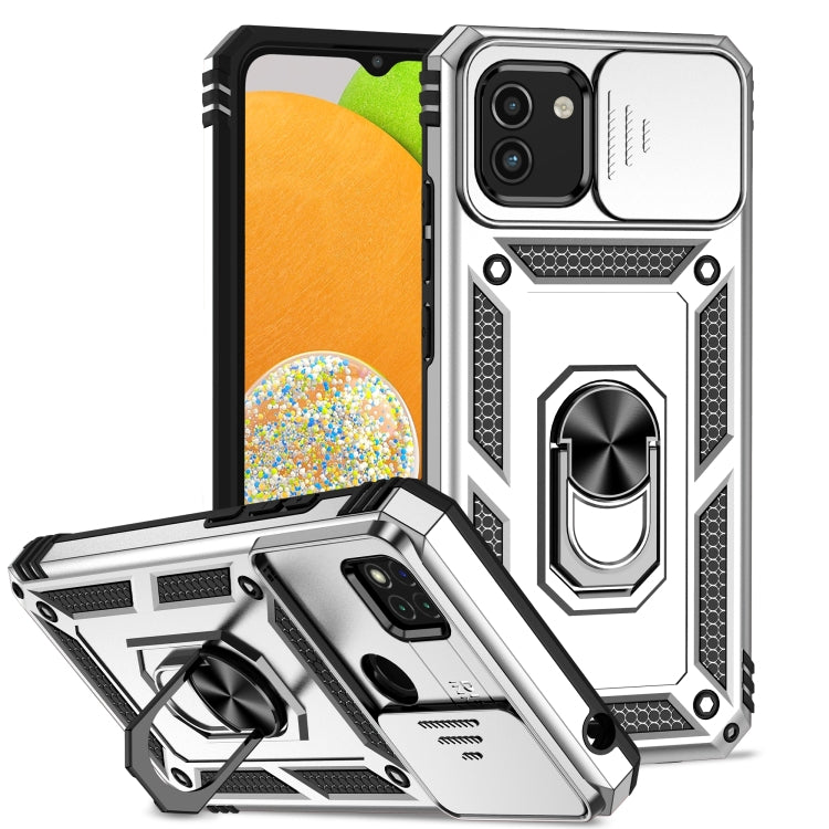 Custodia con copriobiettivo scorrevole per Samsung Galaxy A03