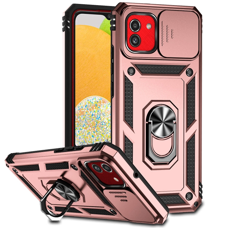 Custodia con copriobiettivo scorrevole per Samsung Galaxy A03