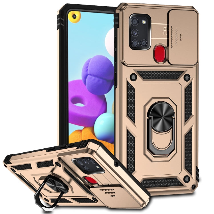 Custodia con copriobiettivo scorrevole per Samsung Galaxy A21s