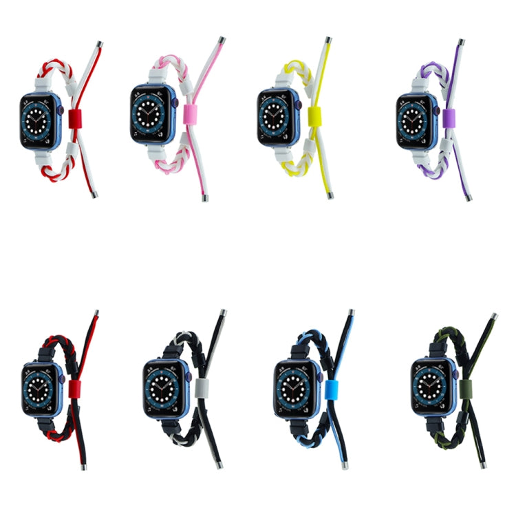 Cinturino per orologio in nylon con cordoncino intrecciato a forma di fagiolo in silicone, For Apple Watch SE 2023 40mm, For Apple Watch 8 45mm, For Apple Watch Ultra 2 49mm