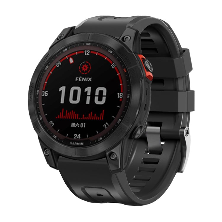 Cinturino per orologio in silicone con fibbia in acciaio nero a vite, For Garmin Tactix 7 Pro / Fenix 7X  / 6X Pro