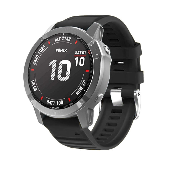 Cinturino in silicone con fibbia in acciaio argento a vite, For Garmin Forerunner 965 / 955 / 945 / 935, For Garmin Tactix 7 Pro / Fenix 7X / 6X Pro