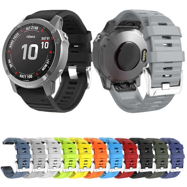 Cinturino in silicone con fibbia in acciaio argento a vite, For Garmin Forerunner 965 / 955 / 945 / 935, For Garmin Tactix 7 Pro / Fenix 7X / 6X Pro