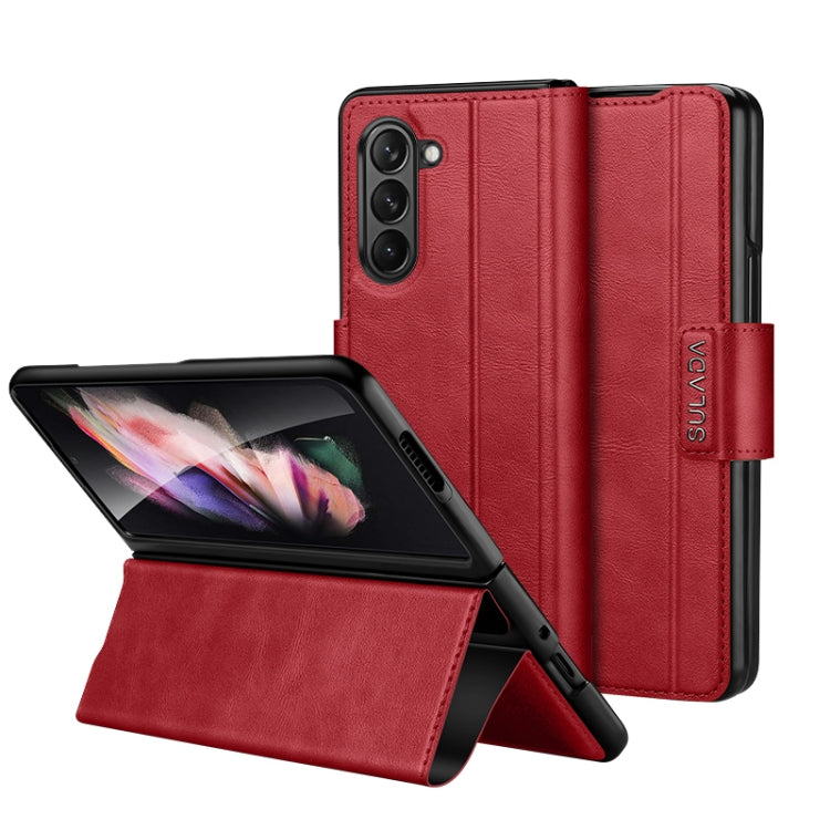 SULADA Custodia per telefono in pelle con chiusura a scatto magnetica all-inclusive, For Samsung Ga6axy Z Fold6, For Samsung Galaxy Z Fold5, For Samsung Galaxy Z Fold4 / W23, For Samsung Galaxy Z Fold3 / W22