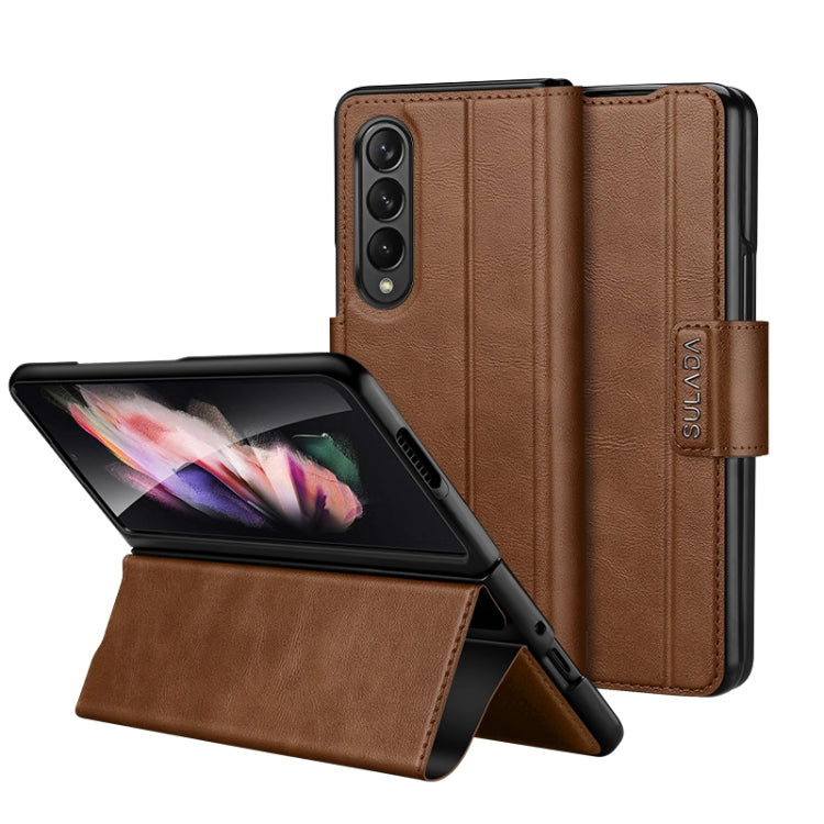 SULADA Custodia per telefono in pelle con chiusura a scatto magnetica all-inclusive, For Samsung Ga6axy Z Fold6, For Samsung Galaxy Z Fold5, For Samsung Galaxy Z Fold4 / W23, For Samsung Galaxy Z Fold3 / W22