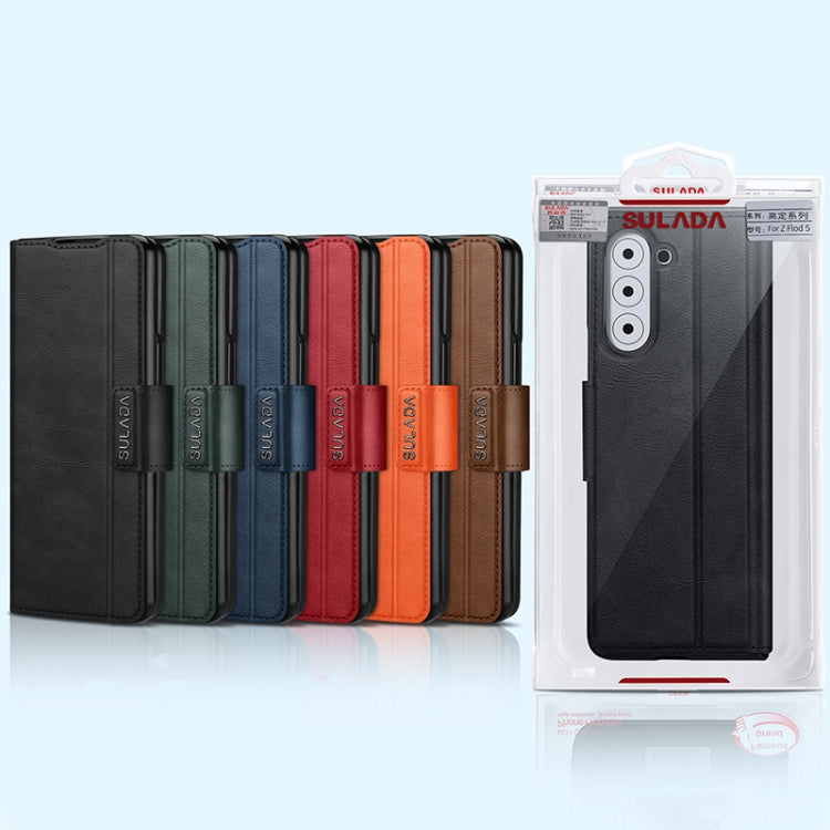 SULADA Custodia per telefono in pelle con chiusura a scatto magnetica all-inclusive, For Samsung Galaxy Z Fold2 / W21
