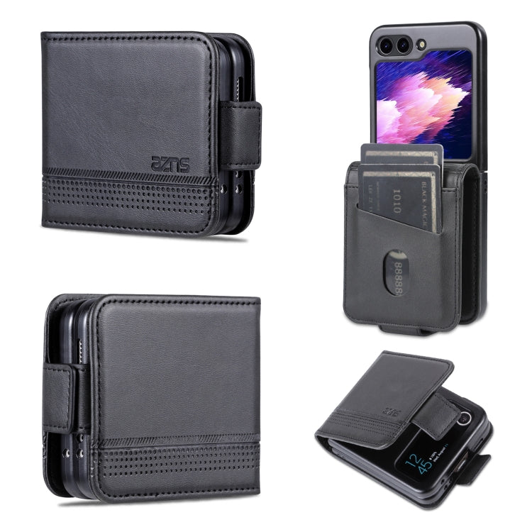 AZNS Custodia per telefono in pelle a conchiglia con struttura in vitello magnetico, For Samsung Galaxy Z Flip5 5G