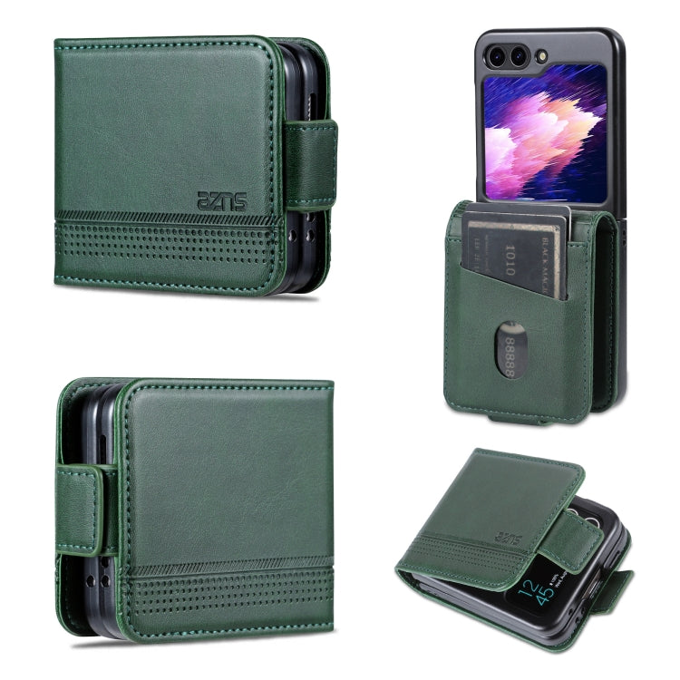 AZNS Custodia per telefono in pelle a conchiglia con struttura in vitello magnetico, For Samsung Galaxy Z Flip5 5G