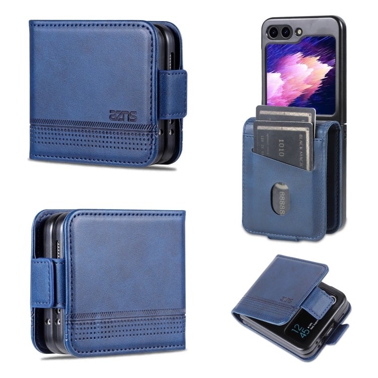 AZNS Custodia per telefono in pelle a conchiglia con struttura in vitello magnetico, For Samsung Galaxy Z Flip5 5G