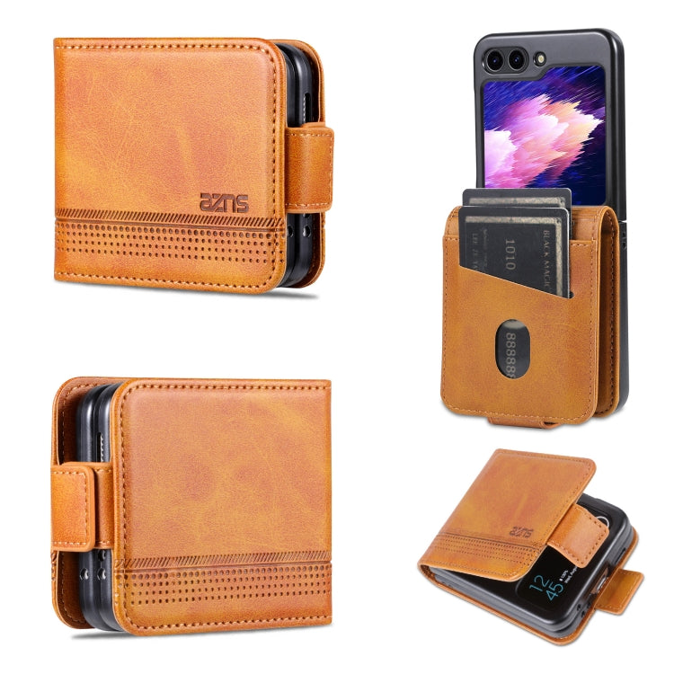 AZNS Custodia per telefono in pelle a conchiglia con struttura in vitello magnetico, For Samsung Galaxy Z Flip5 5G