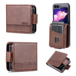 AZNS Custodia per telefono in pelle a conchiglia con struttura in vitello magnetico, For Samsung Galaxy Z Flip5 5G