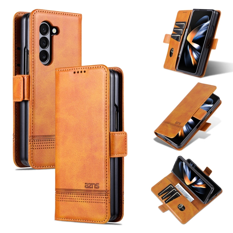 AZNS Custodia per telefono in pelle a conchiglia con struttura in vitello magnetico, For Samsung Galaxy Z Flip7 FE / Flip6, For Samsung Galaxy Z Fold7 5G, For Samsung Galaxy Z Flip7 5G, For Samsung Galaxy Z Fold6 5G