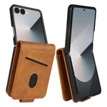 AZNS Custodia per telefono in pelle a conchiglia con struttura in vitello magnetico, For Samsung Galaxy Z Flip7 FE / Flip6, For Samsung Galaxy Z Fold7 5G, For Samsung Galaxy Z Flip7 5G, For Samsung Galaxy Z Fold6 5G