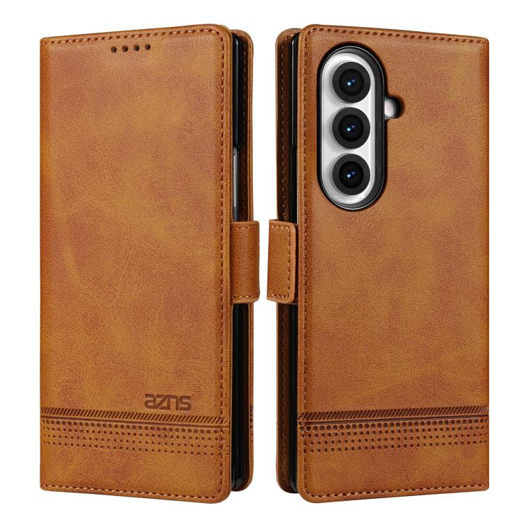 AZNS Custodia per telefono in pelle a conchiglia con struttura in vitello magnetico, For Samsung Galaxy Z Flip7 FE / Flip6, For Samsung Galaxy Z Fold7 5G, For Samsung Galaxy Z Flip7 5G, For Samsung Galaxy Z Fold6 5G