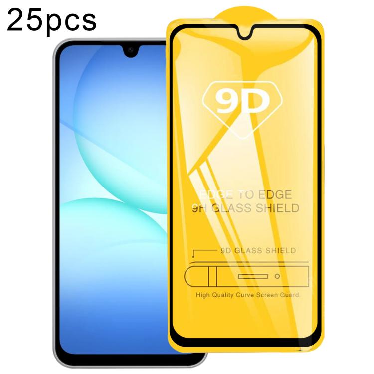 Pellicola in vetro temperato con schermo a colla intera da 25 pezzi 9D, For Galaxy F07e 4G, For Samsung Galaxy M17e 5G, For Samsung Galaxy M17 5G, For Samsung Galaxy F17 5G, For Samsung Galaxy A57, For Samsung Galaxy A37, For Samsung Galaxy A27        ...