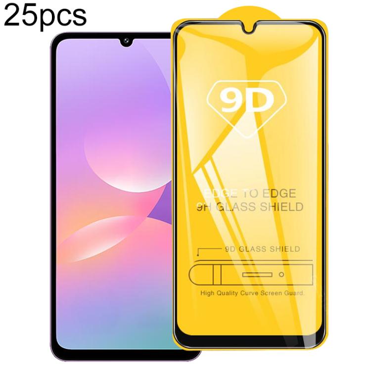 Pellicola in vetro temperato con schermo a colla intera da 25 pezzi 9D, For Galaxy F07e 4G, For Samsung Galaxy M17e 5G, For Samsung Galaxy M17 5G, For Samsung Galaxy F17 5G, For Samsung Galaxy A57, For Samsung Galaxy A37, For Samsung Galaxy A27        ...