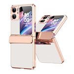 Custodia per telefono pieghevole in pelle liscia placcata con cerniera, For OPPO Find N2 Flip