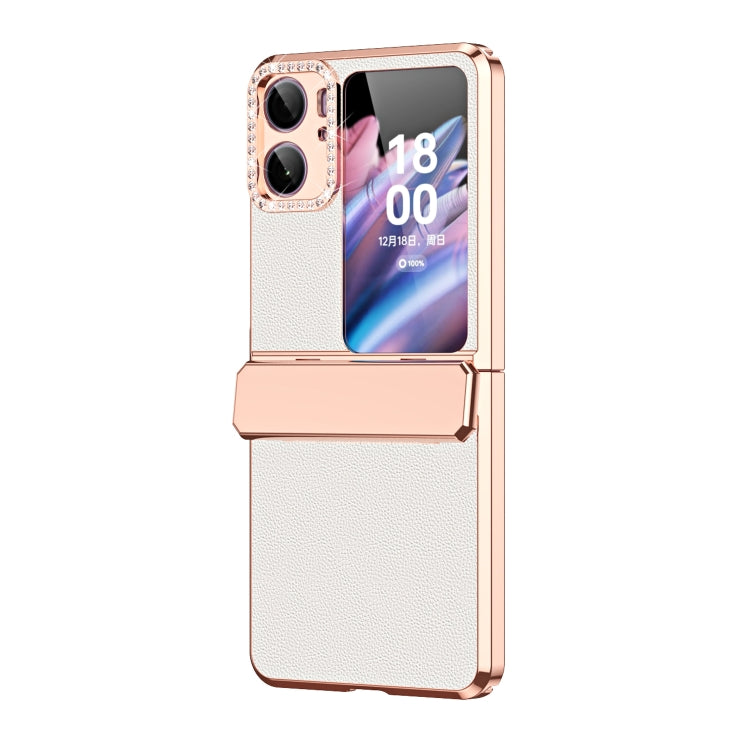 Custodia per telefono pieghevole in pelle liscia placcata con cerniera, For OPPO Find N2 Flip