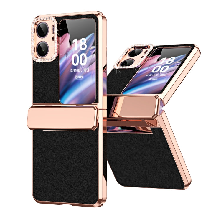 Custodia per telefono pieghevole in pelle liscia placcata con cerniera, For OPPO Find N2 Flip