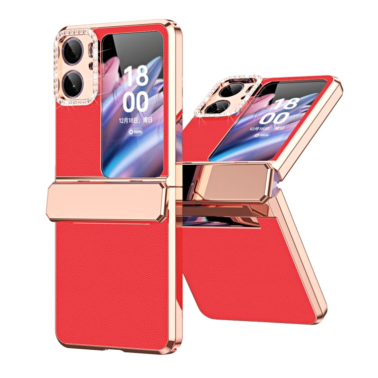 Custodia per telefono pieghevole in pelle liscia placcata con cerniera, For OPPO Find N2 Flip