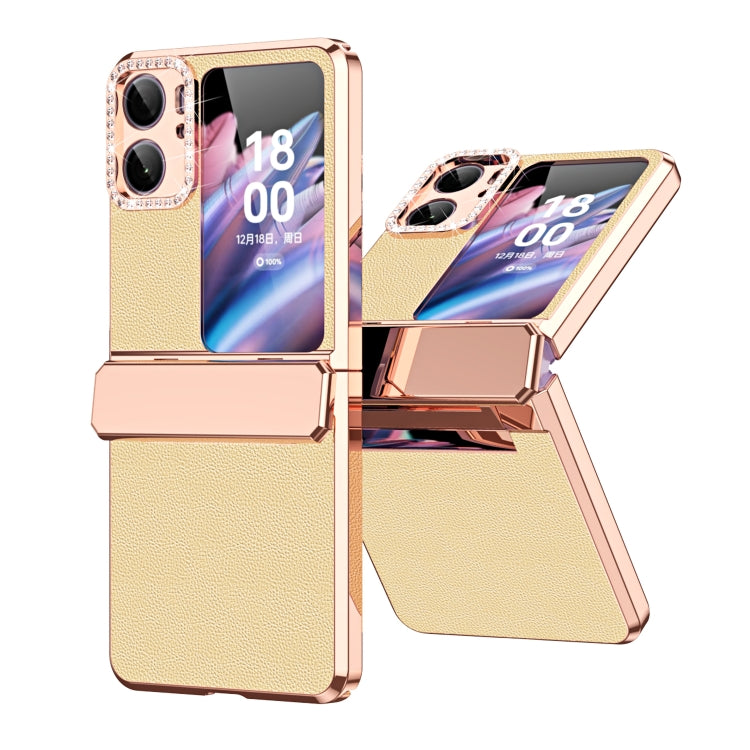 Custodia per telefono pieghevole in pelle liscia placcata con cerniera, For OPPO Find N2 Flip