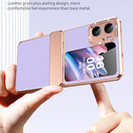 Custodia per telefono pieghevole in pelle liscia placcata con cerniera, For OPPO Find N2 Flip