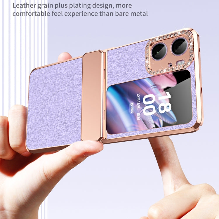 Custodia per telefono pieghevole in pelle liscia placcata con cerniera, For OPPO Find N2 Flip
