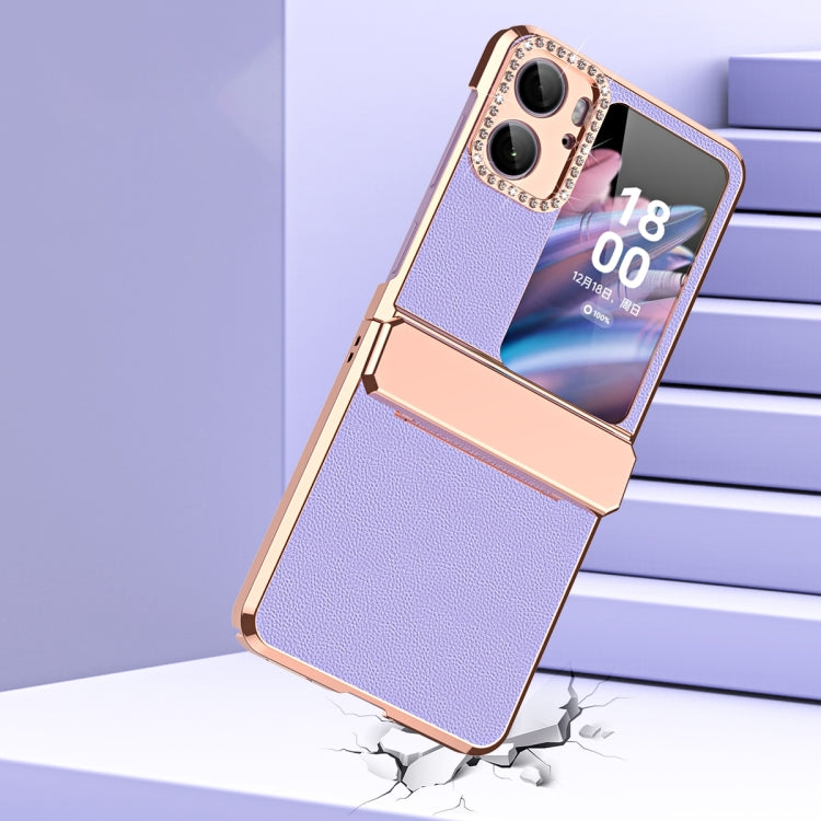 Custodia per telefono pieghevole in pelle liscia placcata con cerniera, For OPPO Find N2 Flip