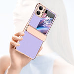 Custodia per telefono pieghevole in pelle liscia placcata con cerniera, For OPPO Find N2 Flip