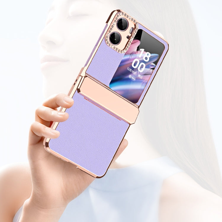 Custodia per telefono pieghevole in pelle liscia placcata con cerniera, For OPPO Find N2 Flip