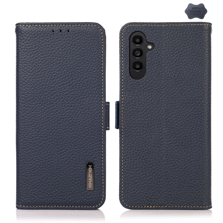 KHAZNEH Custodia per telefono RFID in vera pelle Litchi magnetica laterale, For Samsung Galaxy A15, For Samsung Galaxy A05, For Samsung Galaxy A05s, For Samsung Galaxy M34 5G, For Samsung Galaxy A25 5G Global, For Samsung Galaxy S23 FE