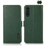 KHAZNEH Custodia per telefono RFID in vera pelle Litchi magnetica laterale, For Samsung Galaxy A15, For Samsung Galaxy A05, For Samsung Galaxy A05s, For Samsung Galaxy M34 5G, For Samsung Galaxy A25 5G Global, For Samsung Galaxy S23 FE
