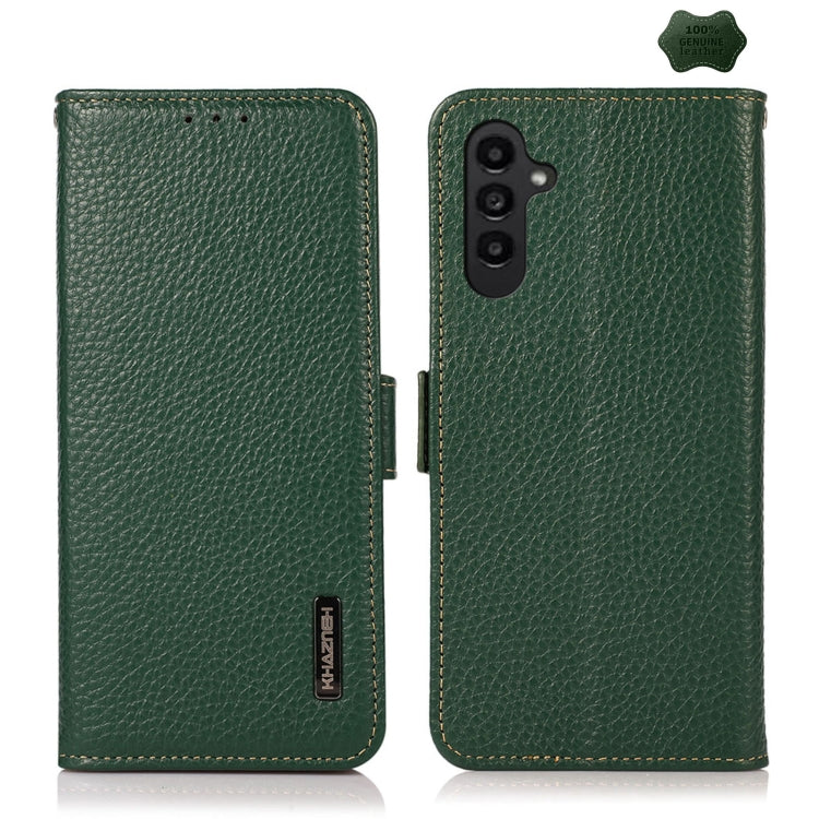 KHAZNEH Custodia per telefono RFID in vera pelle Litchi magnetica laterale, For Samsung Galaxy A15, For Samsung Galaxy A05, For Samsung Galaxy A05s, For Samsung Galaxy M34 5G, For Samsung Galaxy A25 5G Global, For Samsung Galaxy S23 FE