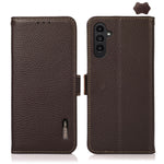 KHAZNEH Custodia per telefono RFID in vera pelle Litchi magnetica laterale, For Samsung Galaxy A15, For Samsung Galaxy A05, For Samsung Galaxy A05s, For Samsung Galaxy M34 5G, For Samsung Galaxy A25 5G Global, For Samsung Galaxy S23 FE