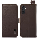 KHAZNEH Custodia per telefono RFID in vera pelle Litchi magnetica laterale, For Samsung Galaxy A15, For Samsung Galaxy A05, For Samsung Galaxy A05s, For Samsung Galaxy M34 5G, For Samsung Galaxy A25 5G Global, For Samsung Galaxy S23 FE