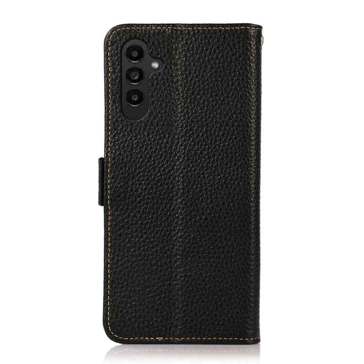 KHAZNEH Custodia per telefono RFID in vera pelle Litchi magnetica laterale, For Samsung Galaxy A15, For Samsung Galaxy A05, For Samsung Galaxy A05s, For Samsung Galaxy M34 5G, For Samsung Galaxy A25 5G Global, For Samsung Galaxy S23 FE