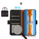 KHAZNEH Custodia per telefono RFID in vera pelle Litchi magnetica laterale, For Samsung Galaxy A15, For Samsung Galaxy A05, For Samsung Galaxy A05s, For Samsung Galaxy M34 5G, For Samsung Galaxy A25 5G Global, For Samsung Galaxy S23 FE