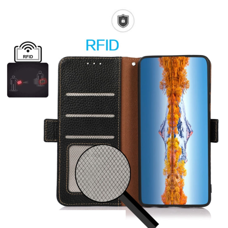 KHAZNEH Custodia per telefono RFID in vera pelle Litchi magnetica laterale, For Samsung Galaxy A15, For Samsung Galaxy A05, For Samsung Galaxy A05s, For Samsung Galaxy M34 5G, For Samsung Galaxy A25 5G Global, For Samsung Galaxy S23 FE