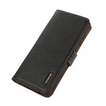 KHAZNEH Custodia per telefono RFID in vera pelle Litchi magnetica laterale, For Samsung Galaxy A15, For Samsung Galaxy A05, For Samsung Galaxy A05s, For Samsung Galaxy M34 5G, For Samsung Galaxy A25 5G Global, For Samsung Galaxy S23 FE