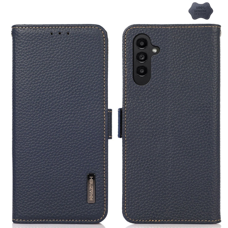 KHAZNEH Custodia per telefono RFID in vera pelle Litchi magnetica laterale, For Samsung Galaxy A15, For Samsung Galaxy A05, For Samsung Galaxy A05s, For Samsung Galaxy M34 5G, For Samsung Galaxy A25 5G Global, For Samsung Galaxy S23 FE