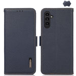KHAZNEH Custodia per telefono RFID in vera pelle Litchi magnetica laterale, For Samsung Galaxy A15, For Samsung Galaxy A05, For Samsung Galaxy A05s, For Samsung Galaxy M34 5G, For Samsung Galaxy A25 5G Global, For Samsung Galaxy S23 FE