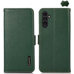 KHAZNEH Custodia per telefono RFID in vera pelle Litchi magnetica laterale, For Samsung Galaxy A15, For Samsung Galaxy A05, For Samsung Galaxy A05s, For Samsung Galaxy M34 5G, For Samsung Galaxy A25 5G Global, For Samsung Galaxy S23 FE