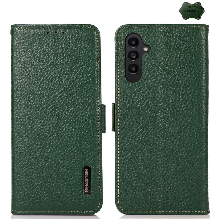 KHAZNEH Custodia per telefono RFID in vera pelle Litchi magnetica laterale, For Samsung Galaxy A15, For Samsung Galaxy A05, For Samsung Galaxy A05s, For Samsung Galaxy M34 5G, For Samsung Galaxy A25 5G Global, For Samsung Galaxy S23 FE