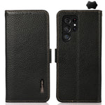 KHAZNEH Custodia per telefono RFID in vera pelle Litchi magnetica laterale, For Samsung Galaxy Xcover7, For Samsung Galaxy A55 5G, For Samsung Galaxy A35 5G, For Samsung Galaxy S24 Ultra, For Samsung Galaxy S24+, For Samsung Galaxy S24