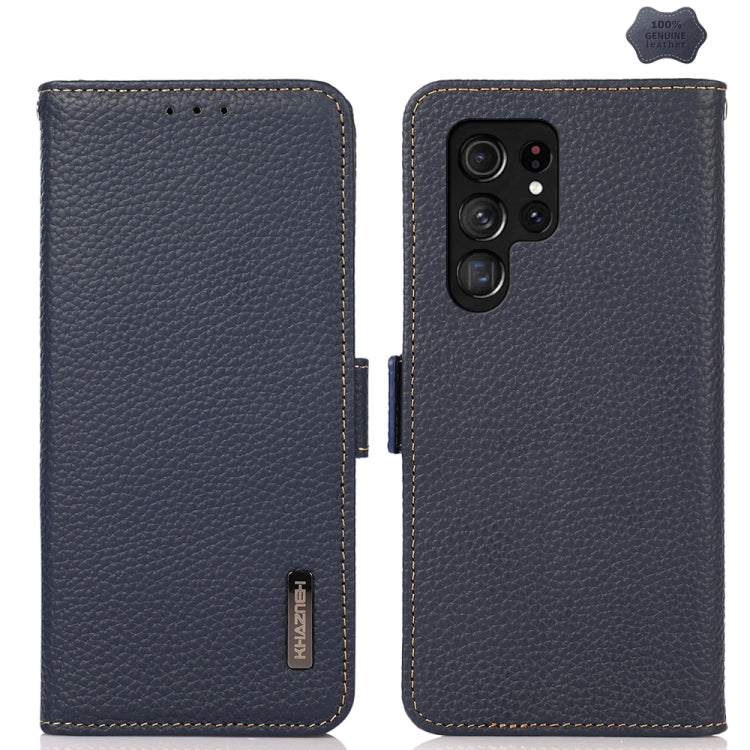 KHAZNEH Custodia per telefono RFID in vera pelle Litchi magnetica laterale, For Samsung Galaxy Xcover7, For Samsung Galaxy A55 5G, For Samsung Galaxy A35 5G, For Samsung Galaxy S24 Ultra, For Samsung Galaxy S24+, For Samsung Galaxy S24