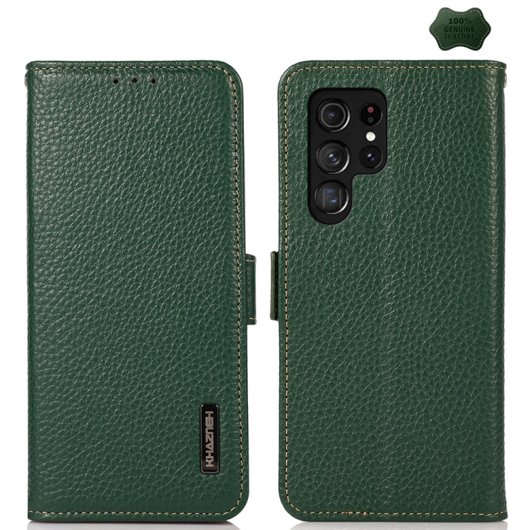 KHAZNEH Custodia per telefono RFID in vera pelle Litchi magnetica laterale, For Samsung Galaxy Xcover7, For Samsung Galaxy A55 5G, For Samsung Galaxy A35 5G, For Samsung Galaxy S24 Ultra, For Samsung Galaxy S24+, For Samsung Galaxy S24
