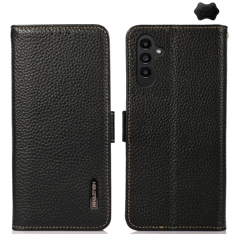 KHAZNEH Custodia per telefono RFID in vera pelle Litchi magnetica laterale, For Samsung Galaxy Xcover7, For Samsung Galaxy A55 5G, For Samsung Galaxy A35 5G, For Samsung Galaxy S24 Ultra, For Samsung Galaxy S24+, For Samsung Galaxy S24