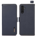KHAZNEH Custodia per telefono RFID in vera pelle Litchi magnetica laterale, For Samsung Galaxy Xcover7, For Samsung Galaxy A55 5G, For Samsung Galaxy A35 5G, For Samsung Galaxy S24 Ultra, For Samsung Galaxy S24+, For Samsung Galaxy S24